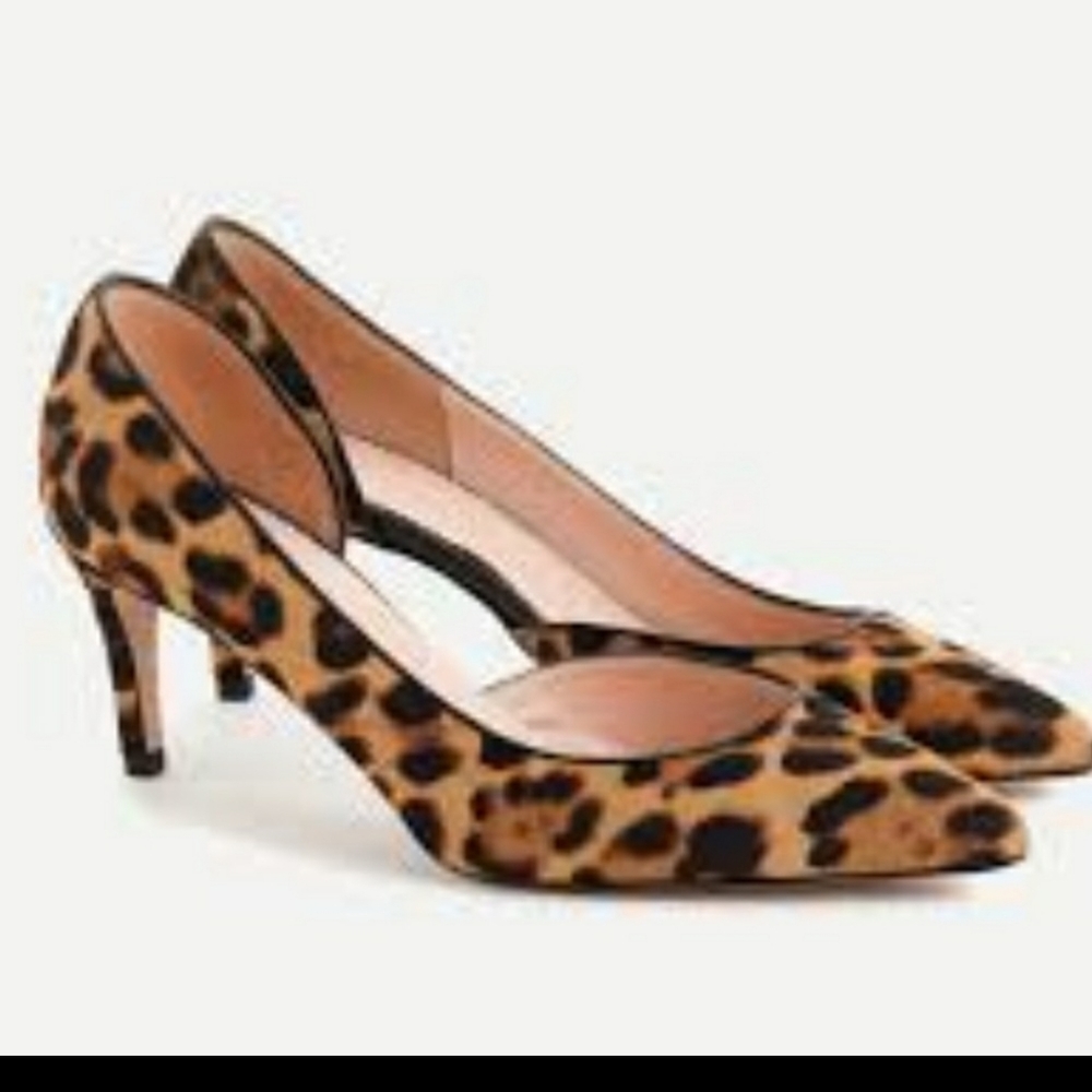 J. Crew Colette D’Orsay Pumps Leopard Calf Hair Preppy Fall Classic